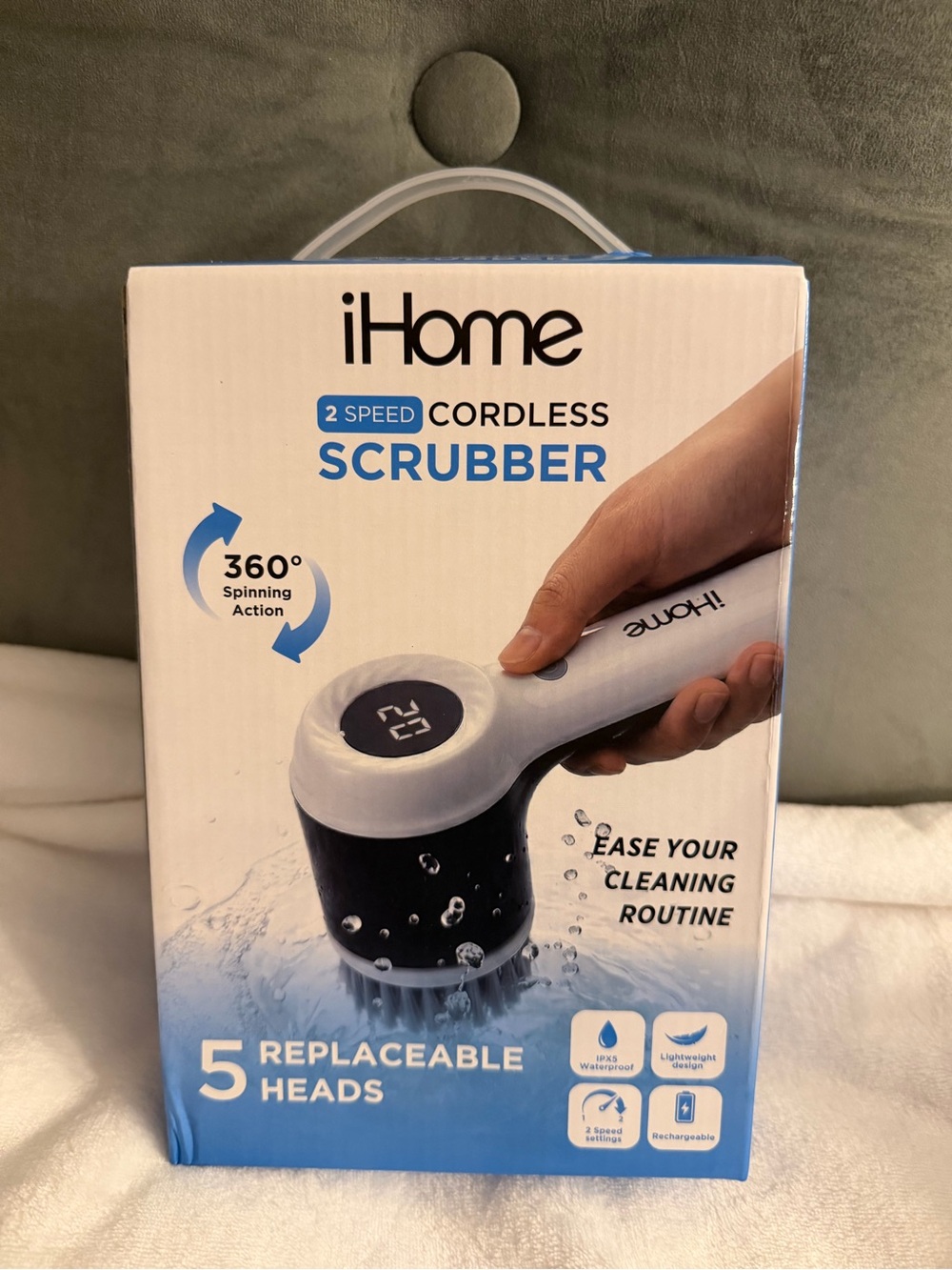 iHome 5 Heads Electric Spin Scrubber Cordless Bathtub Power Scrubber Open Box